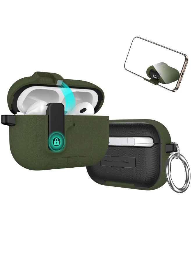 أكاليكس جراب حماية متين وصلب مزود بقفل أمان لسماعات AirPods Pro 3 من الجيل الثالث من Apple - أخضر - Image 2